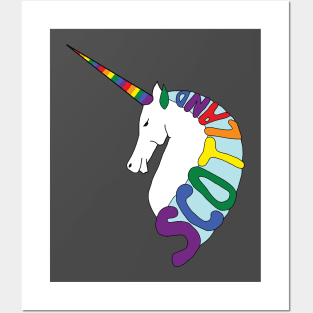 RAINBOW COLOURED SCOTTISH UNICORN WITH SCOTLAND TEXT MANE Posters and Art